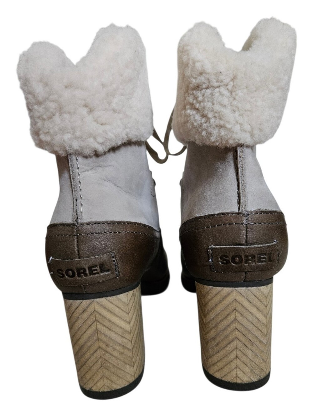 Sorel Jayne Lux Waterproof Leather Sherpa Fur Chunky Block Heeled Booties sz.10